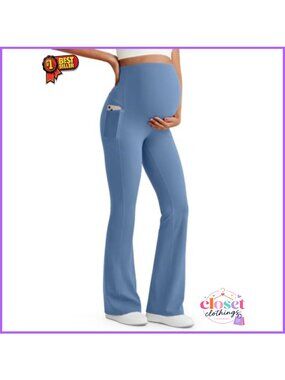 Maternity Flare Leggings High Rise Pull On Yoga Pants Work Postpartum